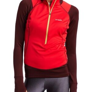 Columbia Women's Red and Brown Sweater
